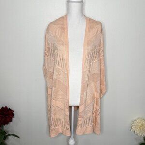 CHICO'S Size L/XL Womens Peach Open Front Cardigan Hippie Coastal Grandma